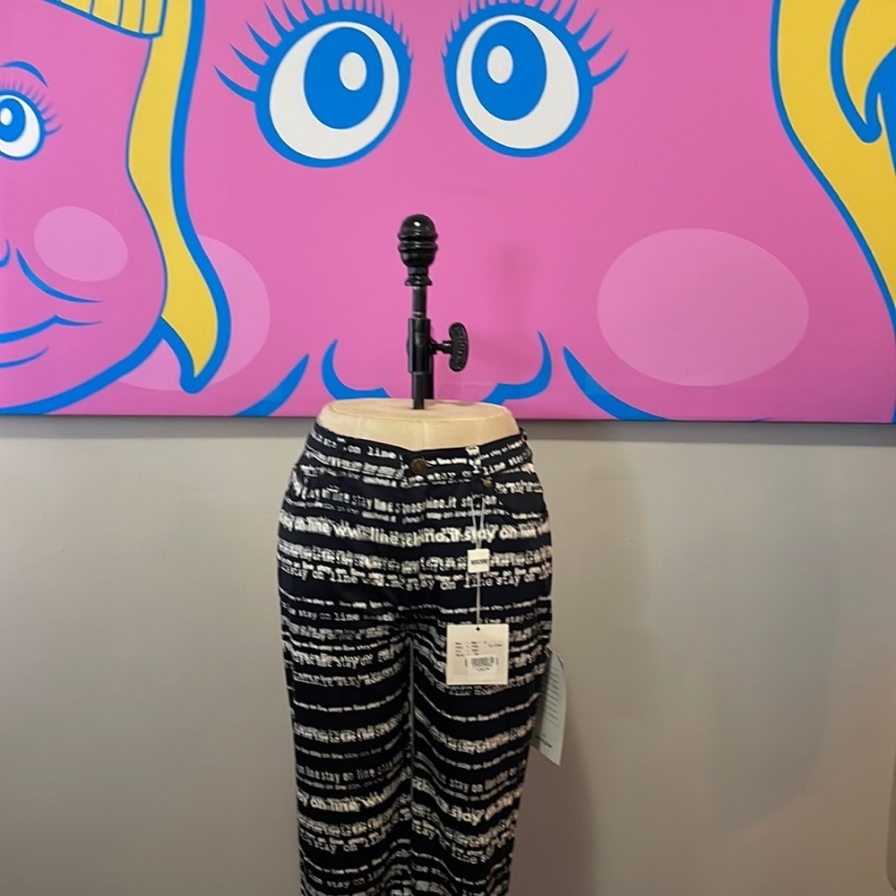 Moschino Jeans Stay On Line Black White Pants NWT